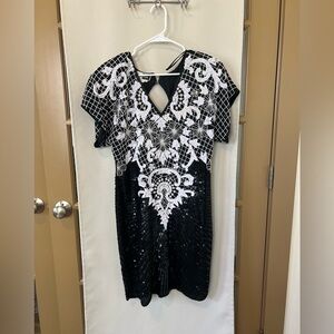 VINTAGE Carina Silk Bead Sequin Cocktail Dress